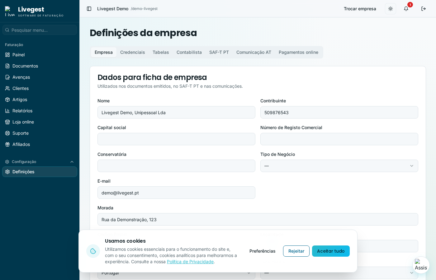 Livegest — Registro de facturación validado contra XSD
